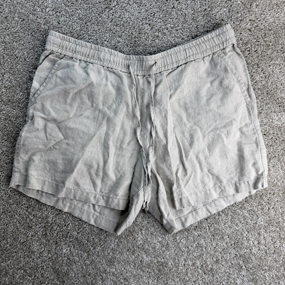 Tommy Bahama Chino Shorts Womens Medium Beige Linen Drawstring 5" Inseam Summer